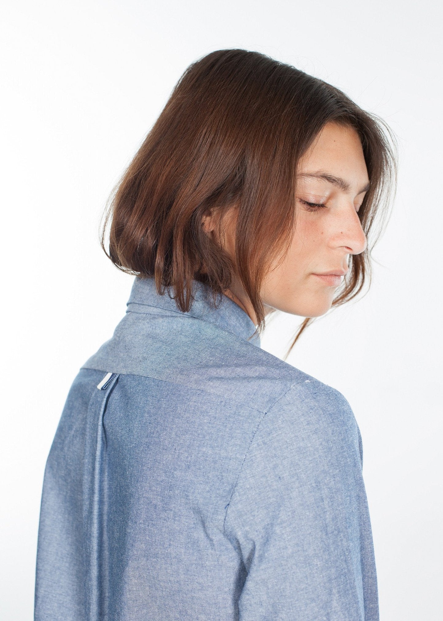 Hemdkleid aus Chambray in Blau