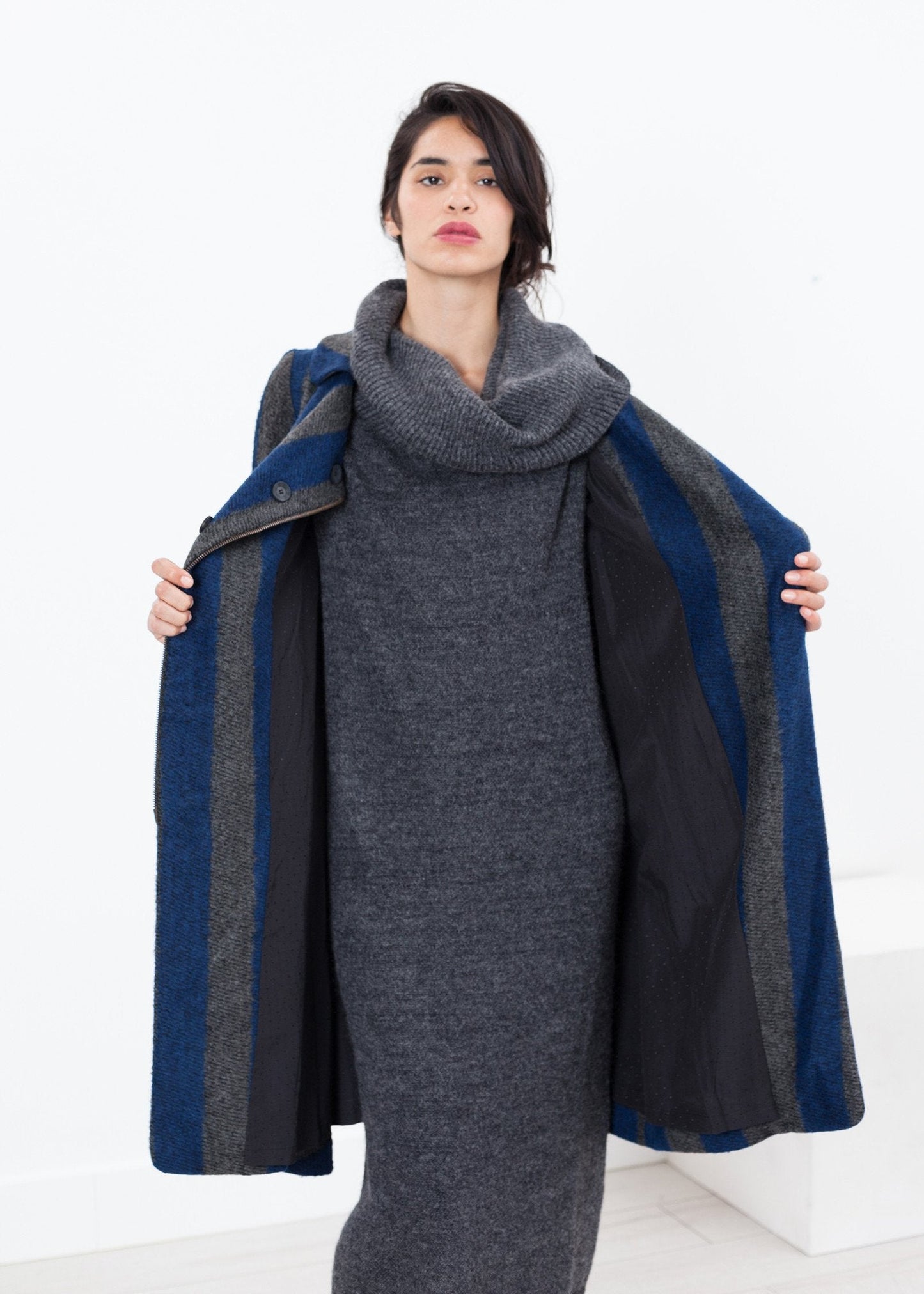 Cappotto Petale in argento/blu