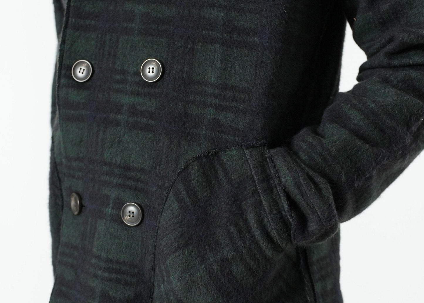 Felpa con cappuccio doppiopetto in Forest Plaid