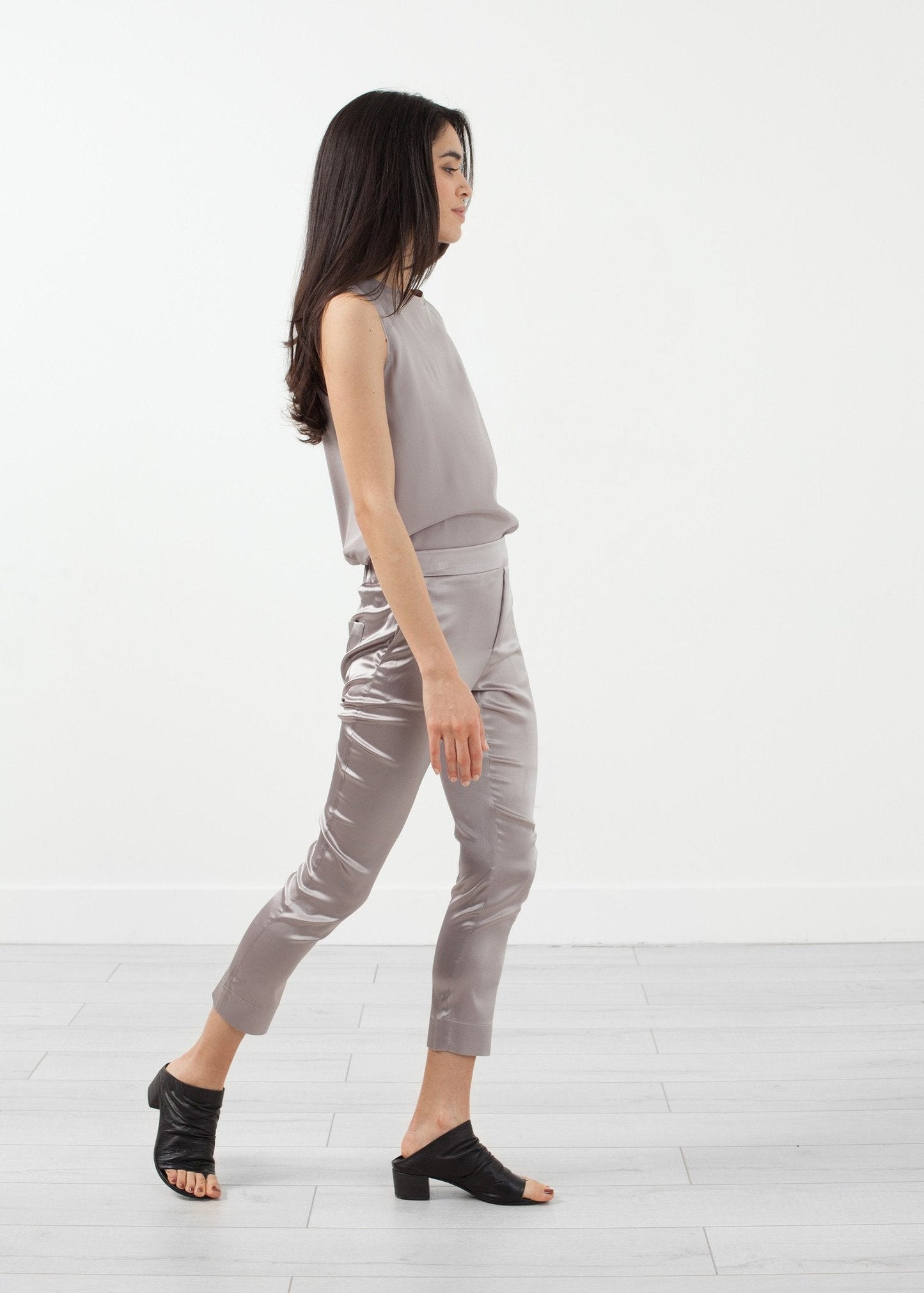 Pantalon pull-up en soie