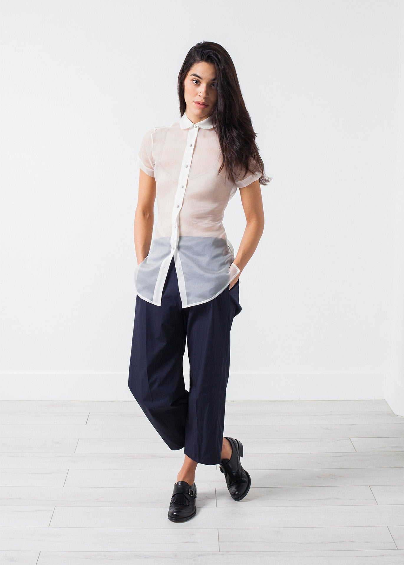 Skir Button Up Blus i Elfenben