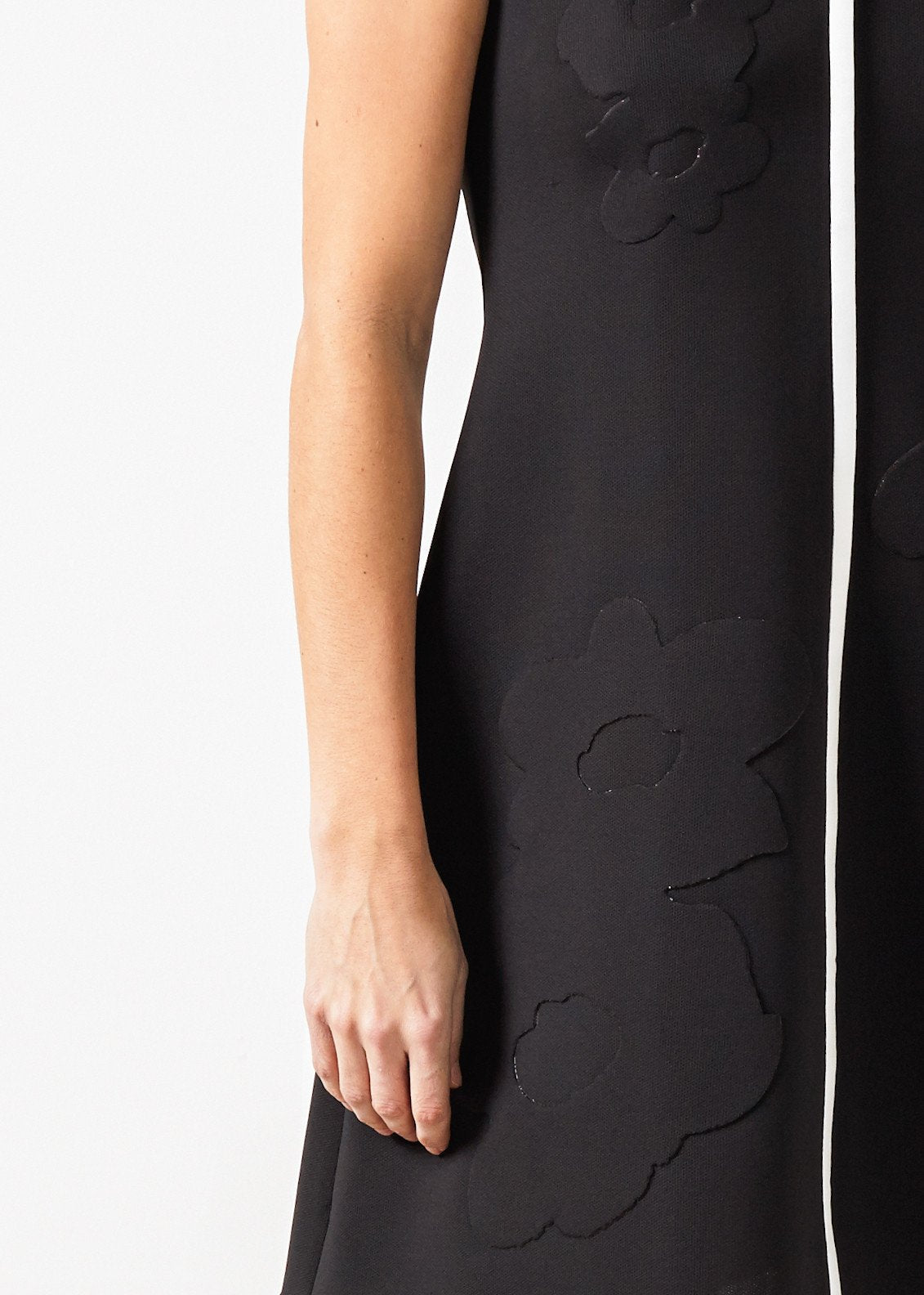 Neopren-Blumenkleid in Schwarz