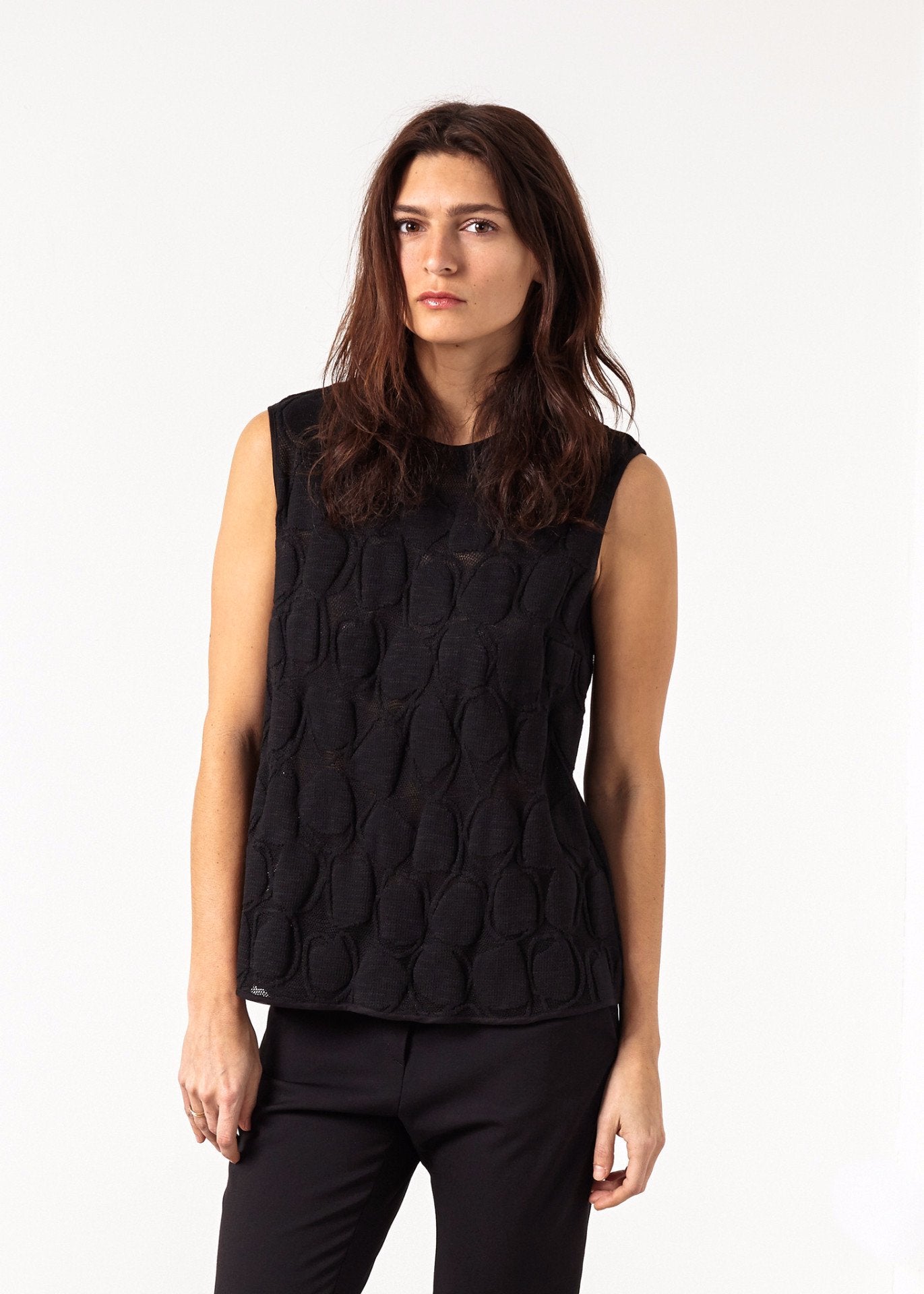 Zip Back Circle Blus i Svart