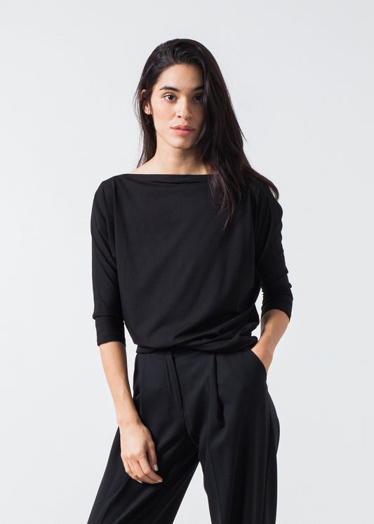 Boat Neck Top i Svart