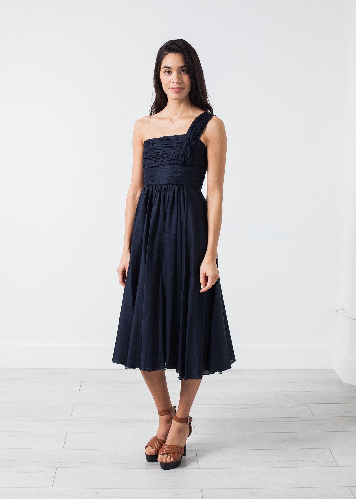 Abito monospalla in blu navy