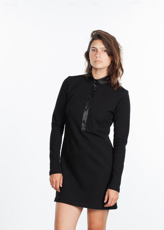 Fleece-Jersey-Kleid in Schwarz