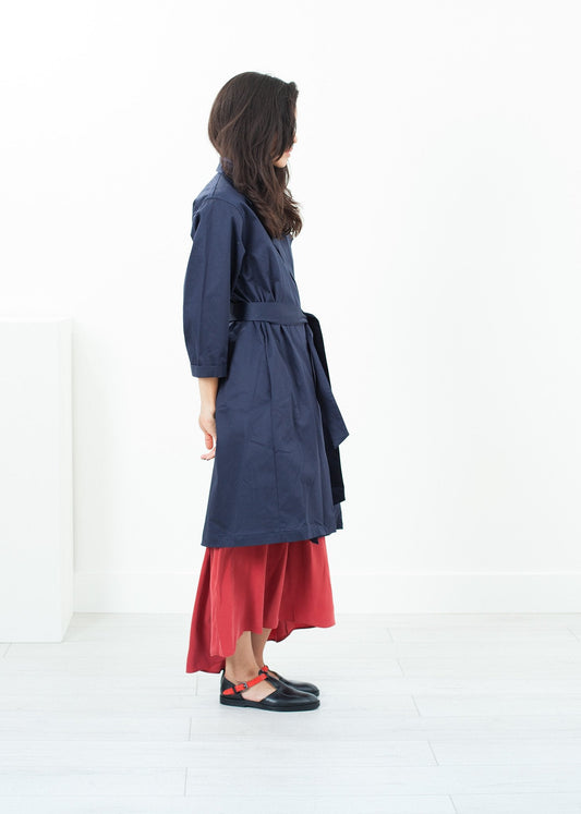 Gabardina Satén Azul Marino 
