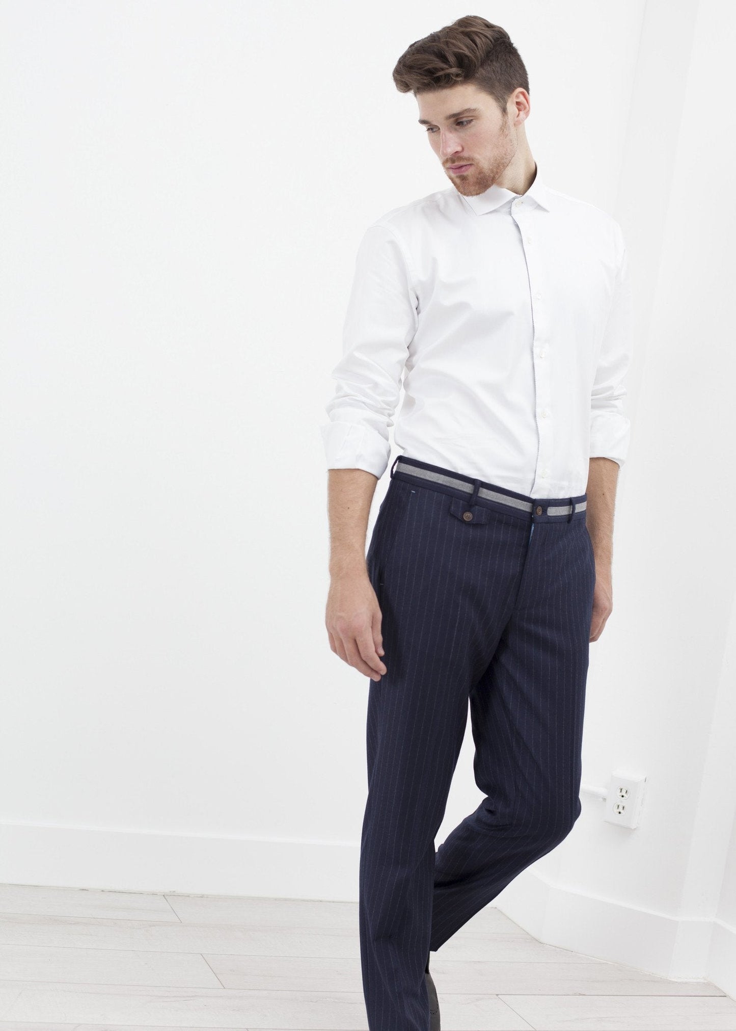 Pantaloni Sinclair a righe blu navy