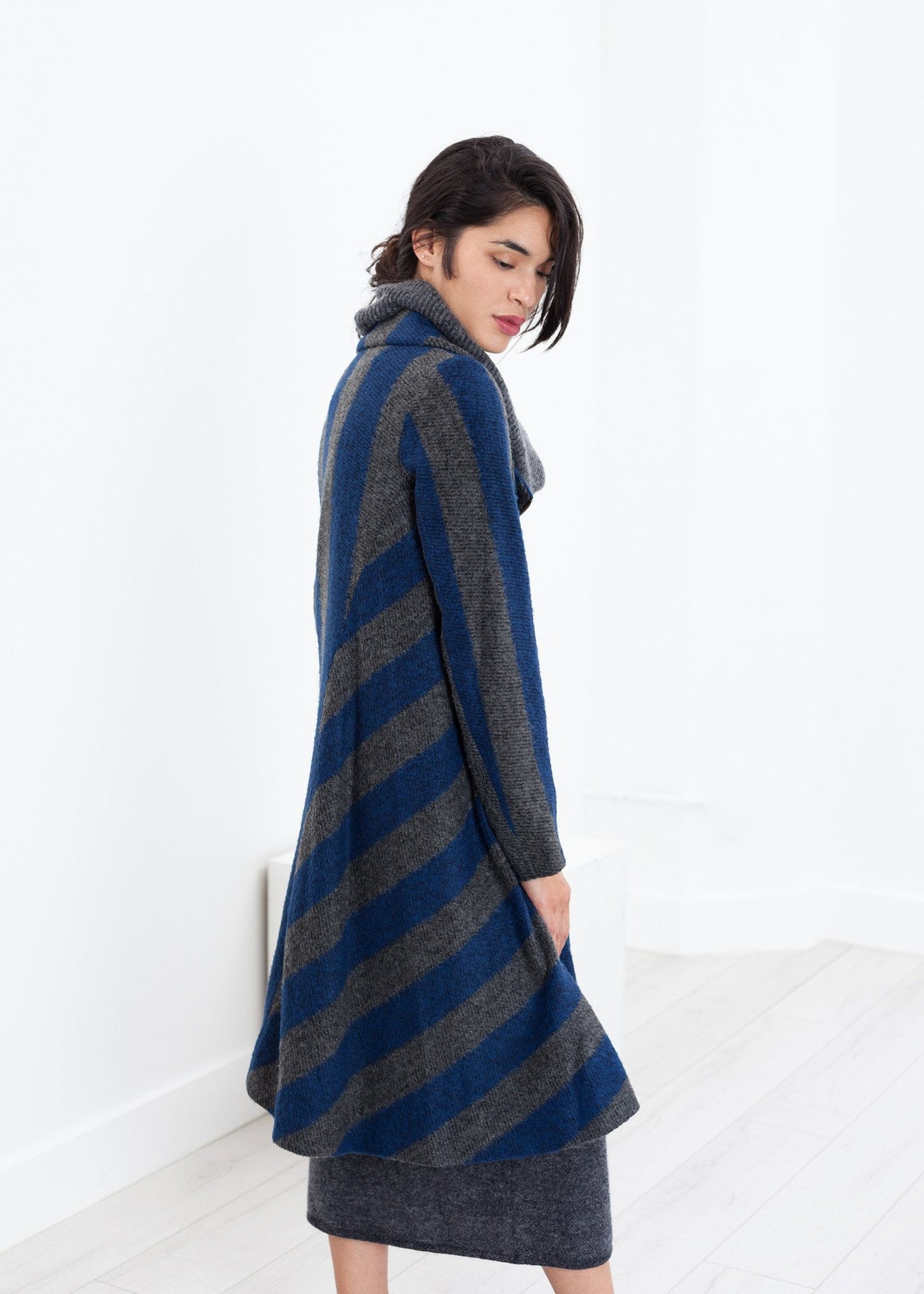 Cappotto Petale in argento/blu 