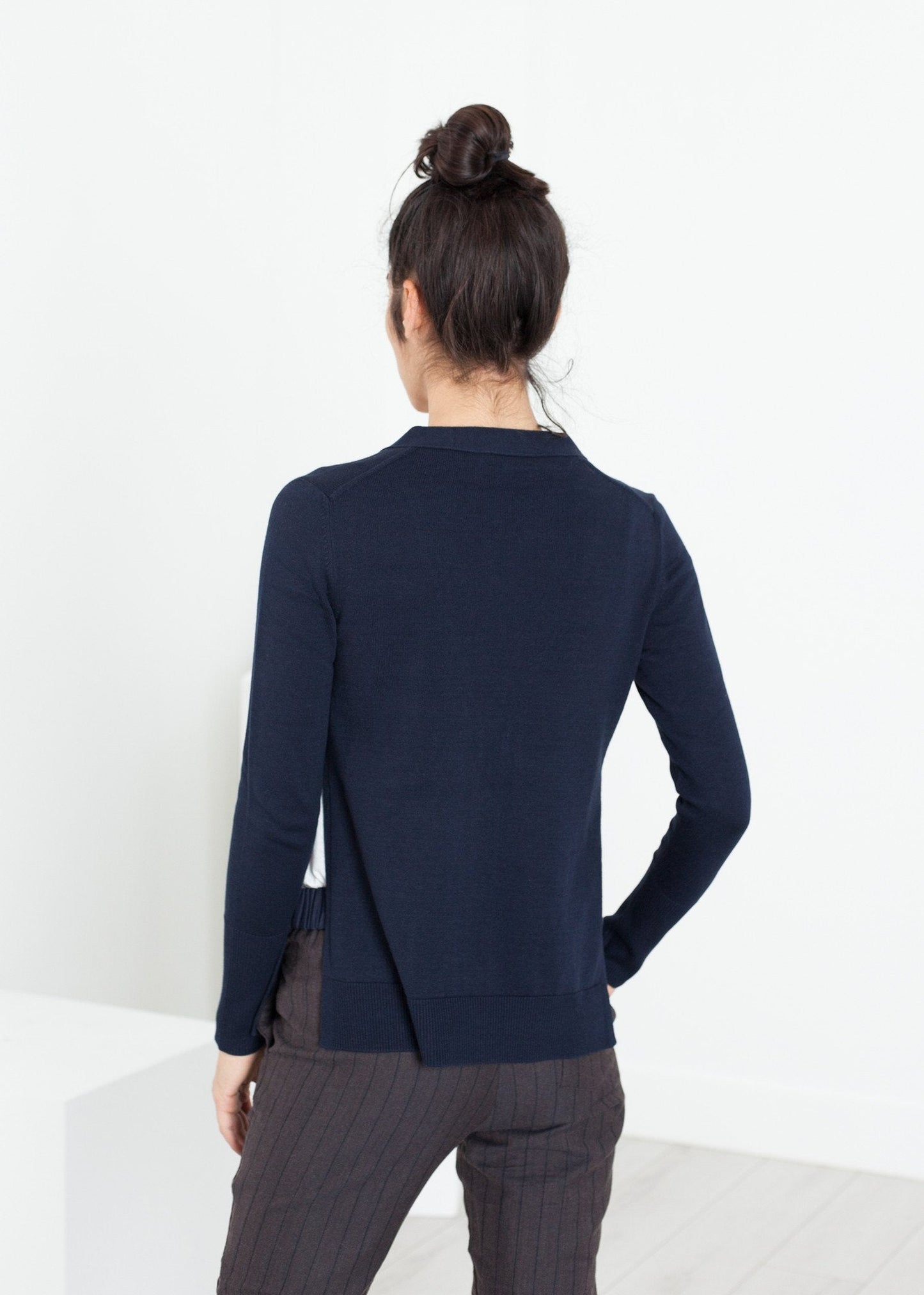 Cardigan quadrato in blu marino