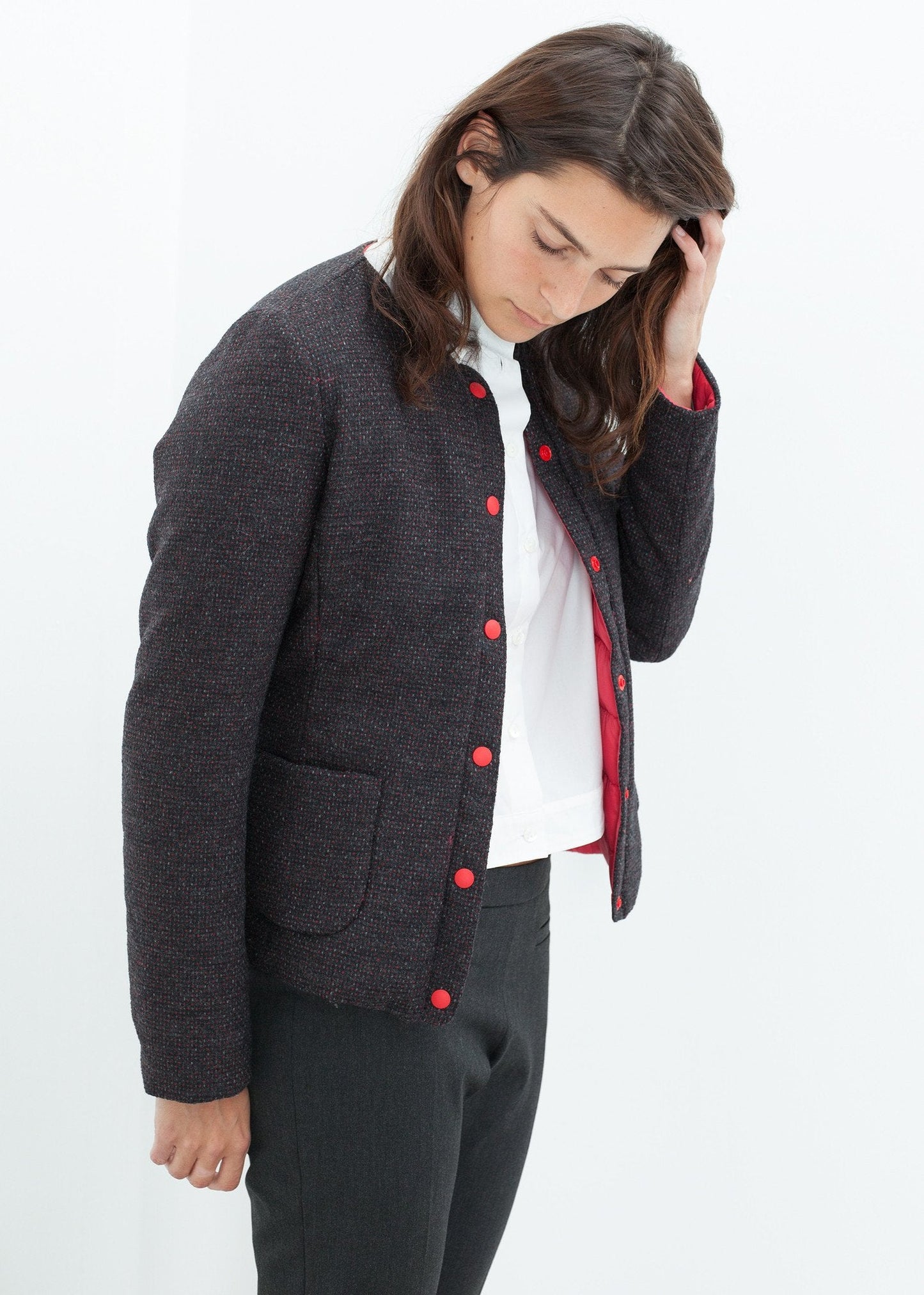 VESTE RÉVERSIBLE CAMELIA EN NOIR/ROUGE
