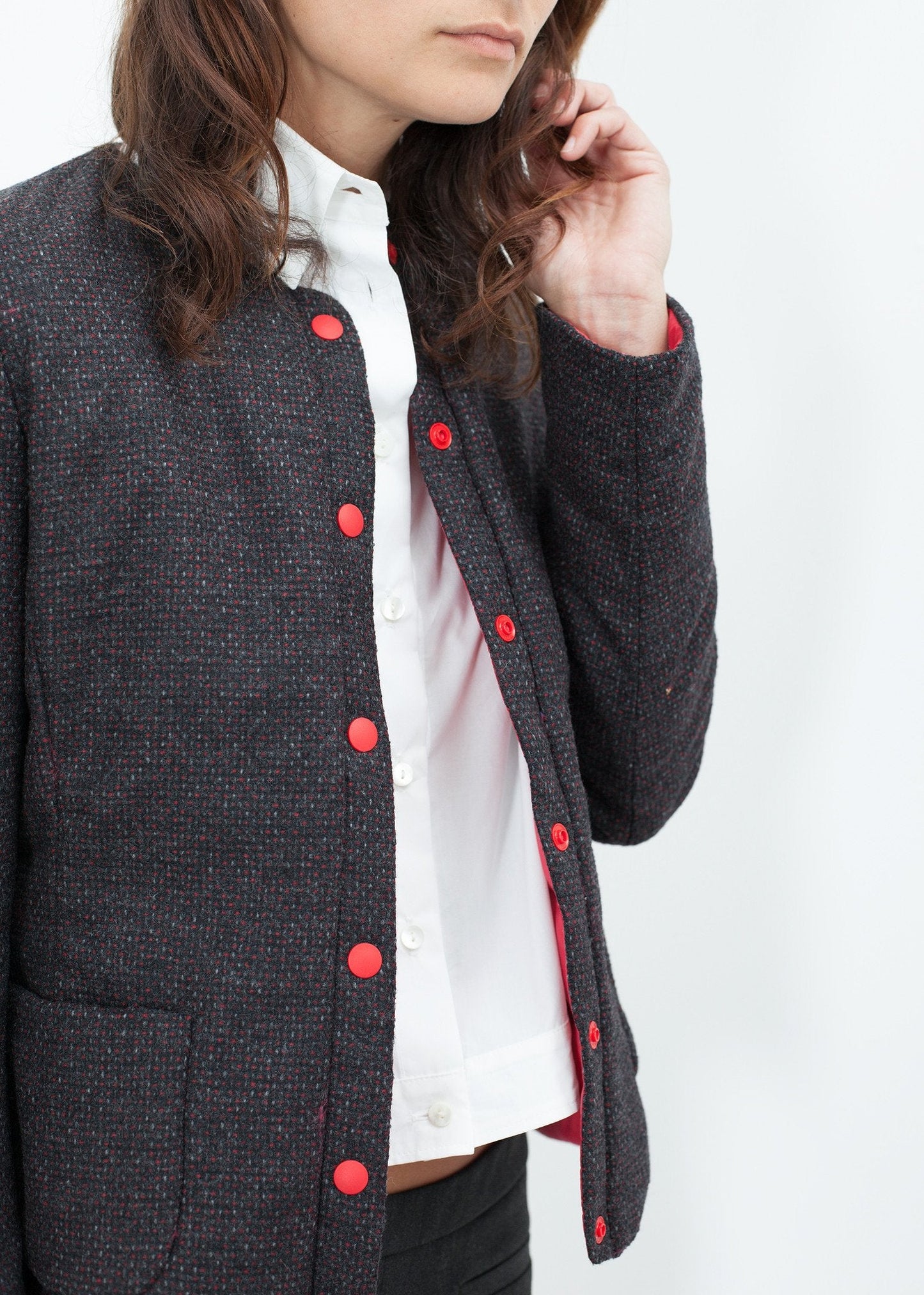 VESTE RÉVERSIBLE CAMELIA EN NOIR/ROUGE