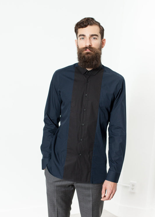 Camisa Clásica Camicia en Azul Marino
