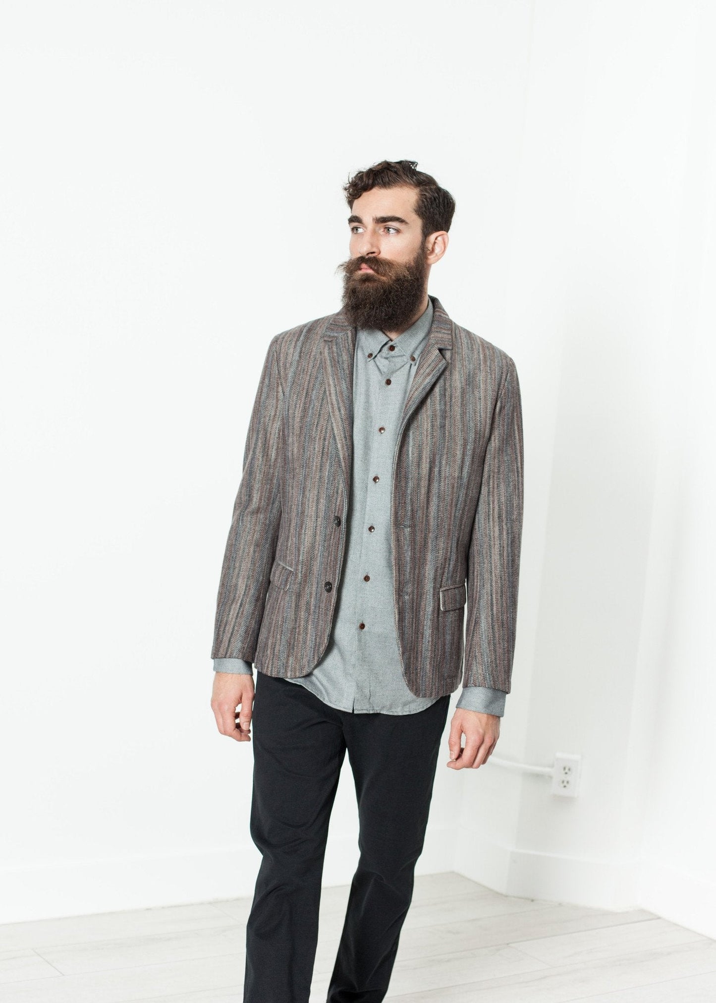 Giacca sportiva acquerello in marrone/blu 
