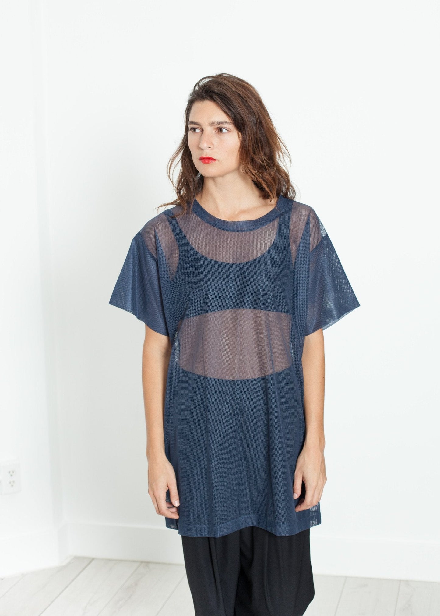 Camiseta de Malla en Azul Marino