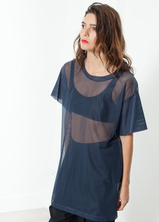 Robe en maille en bleu marine