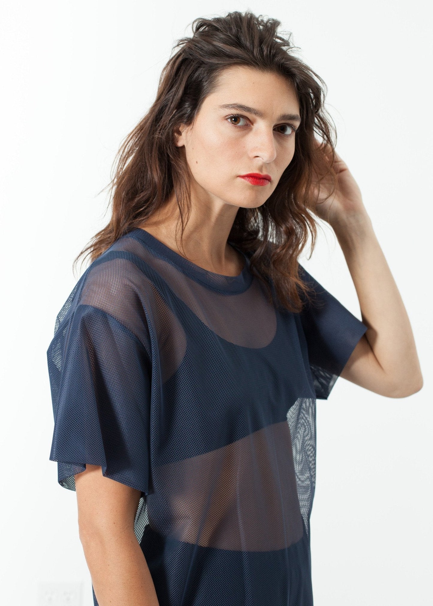 Camiseta de Malla en Azul Marino