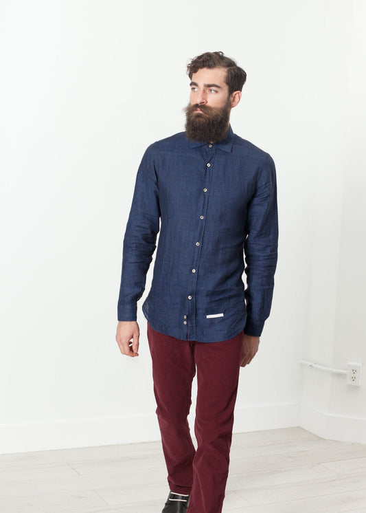 Camicia con bottoni in blu navy