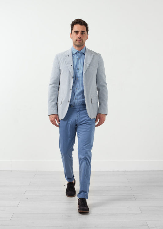 Seersucker Blazer med fem knappar