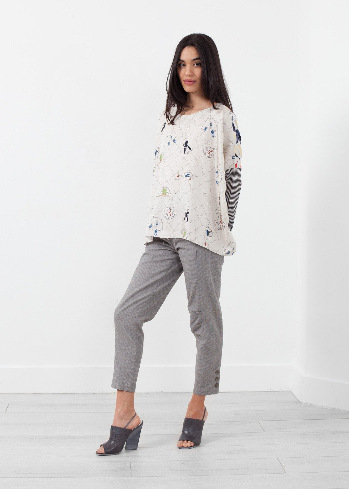 Box-Bluse mit langen Ärmeln