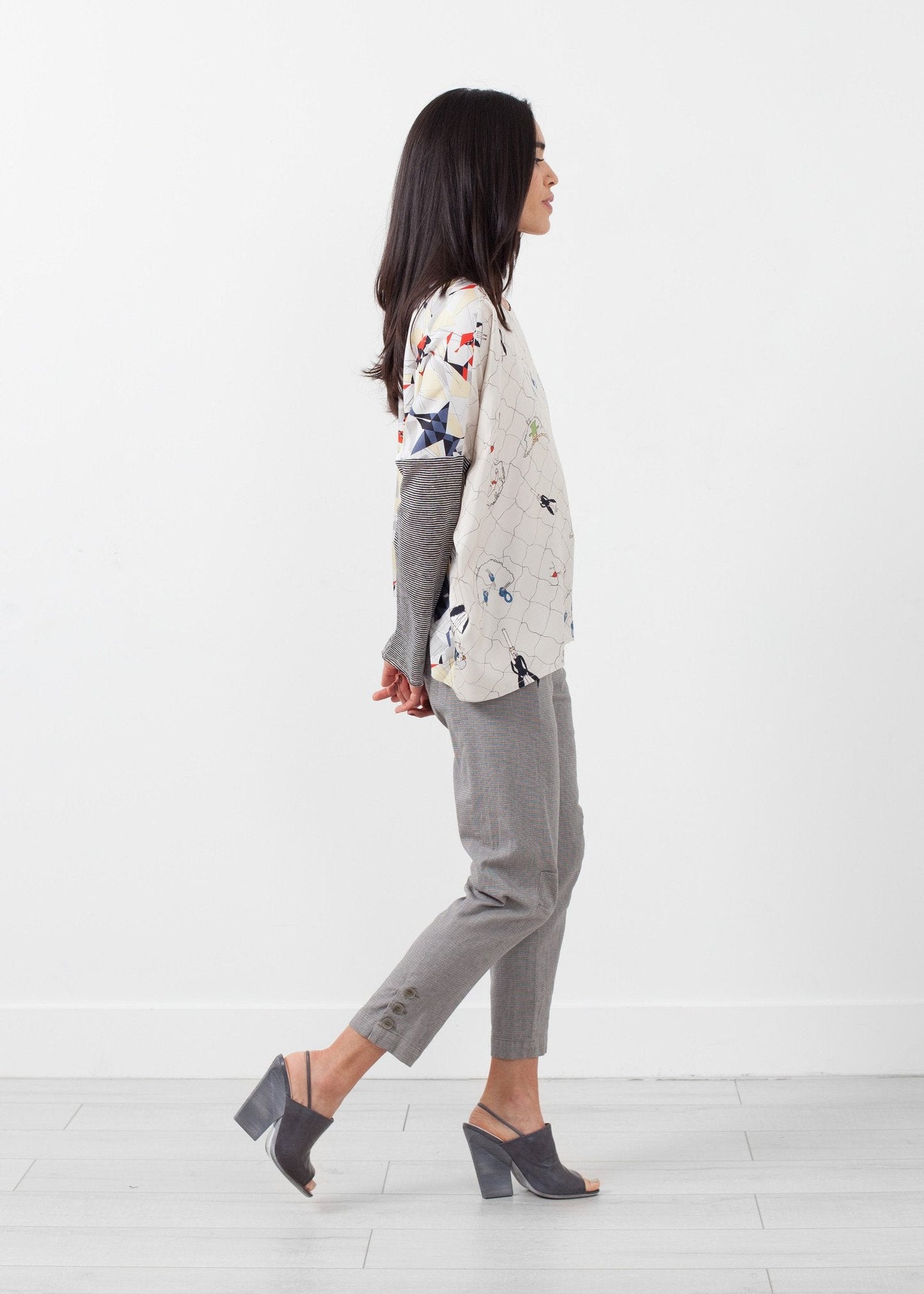 Box-Bluse mit langen Ärmeln