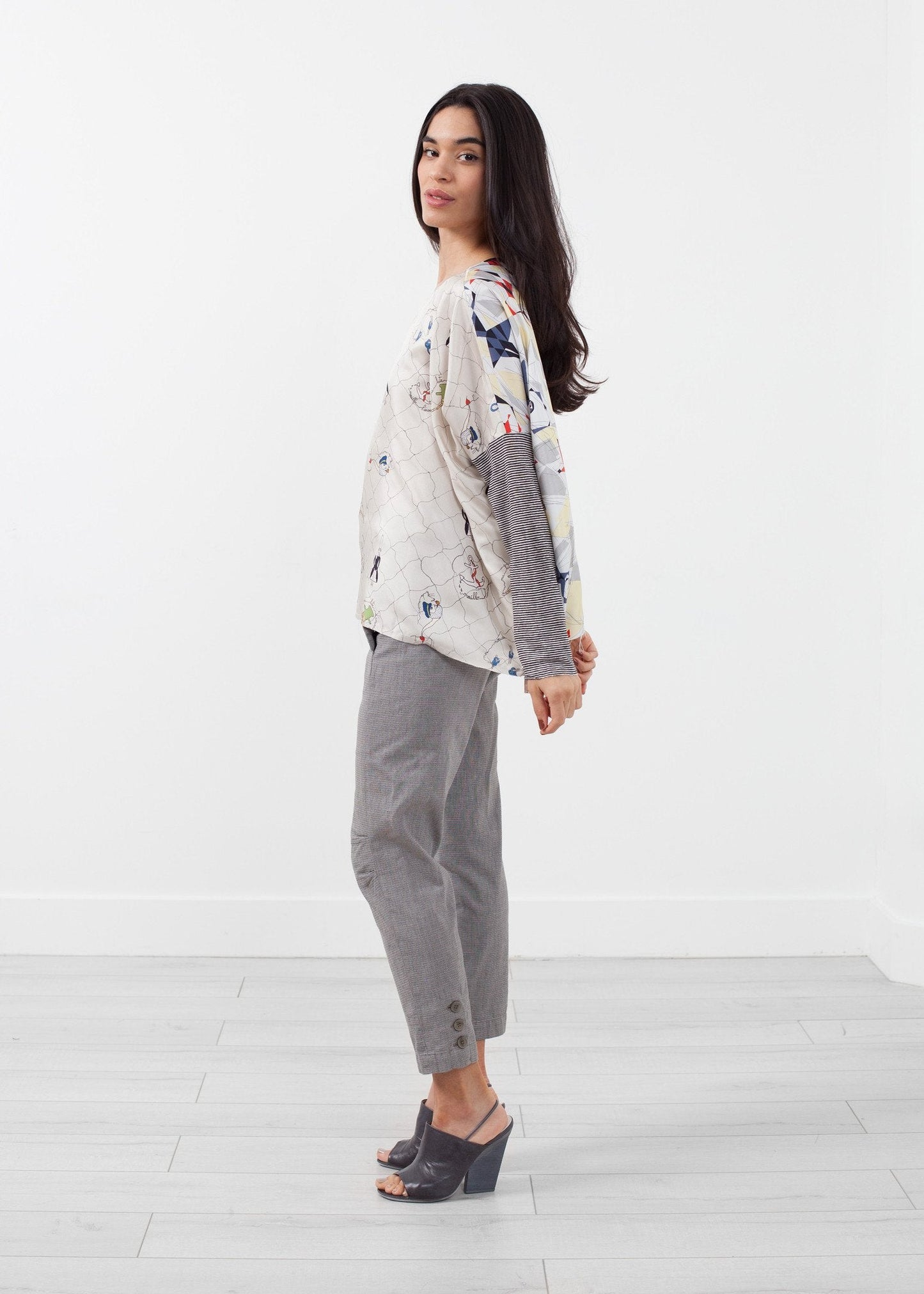 Box-Bluse mit langen Ärmeln