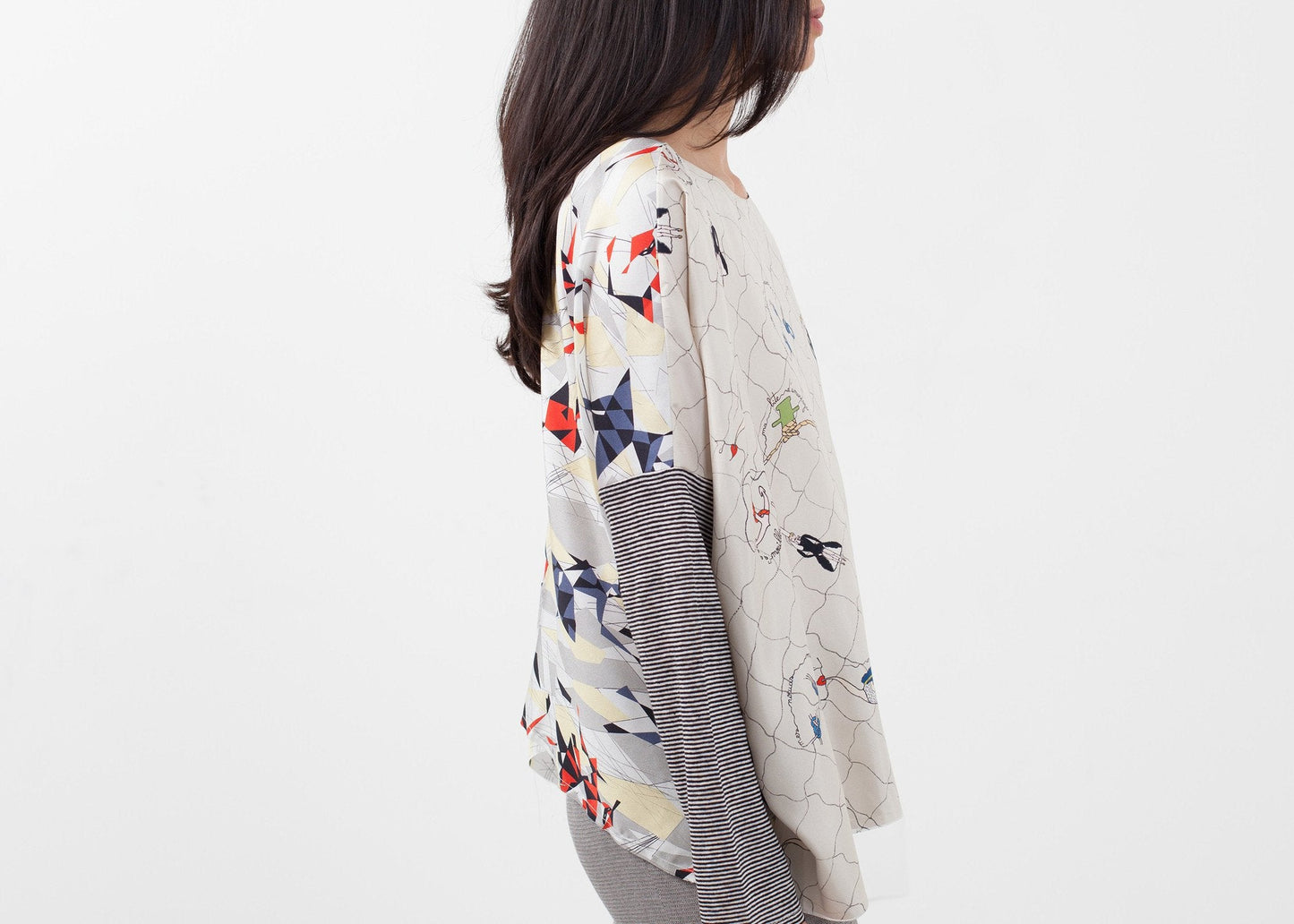 Box-Bluse mit langen Ärmeln