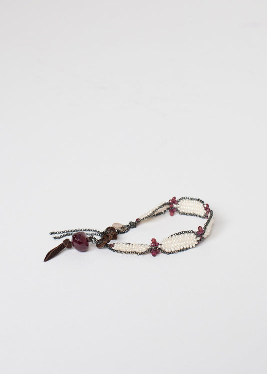 Bracelet Grenat en Perle Mousseuse