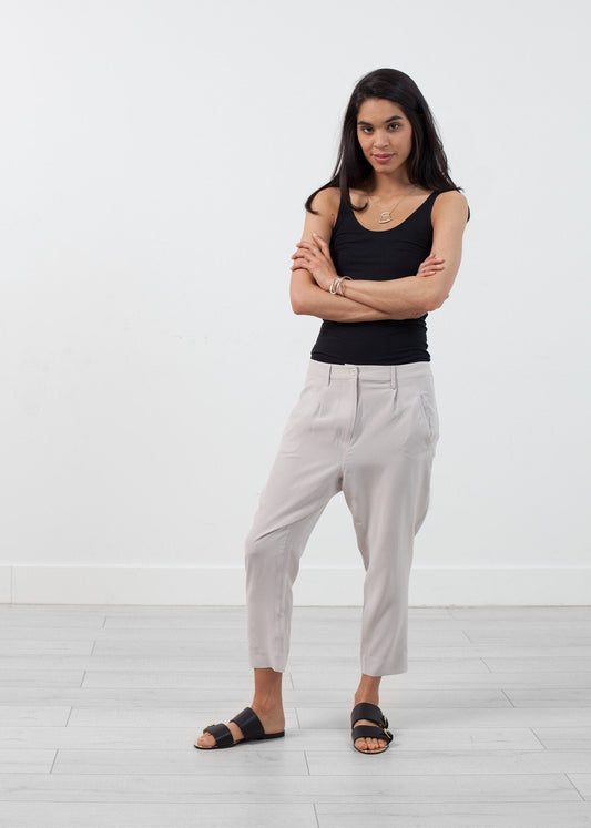 Pantalon en soie à entrejambe bas