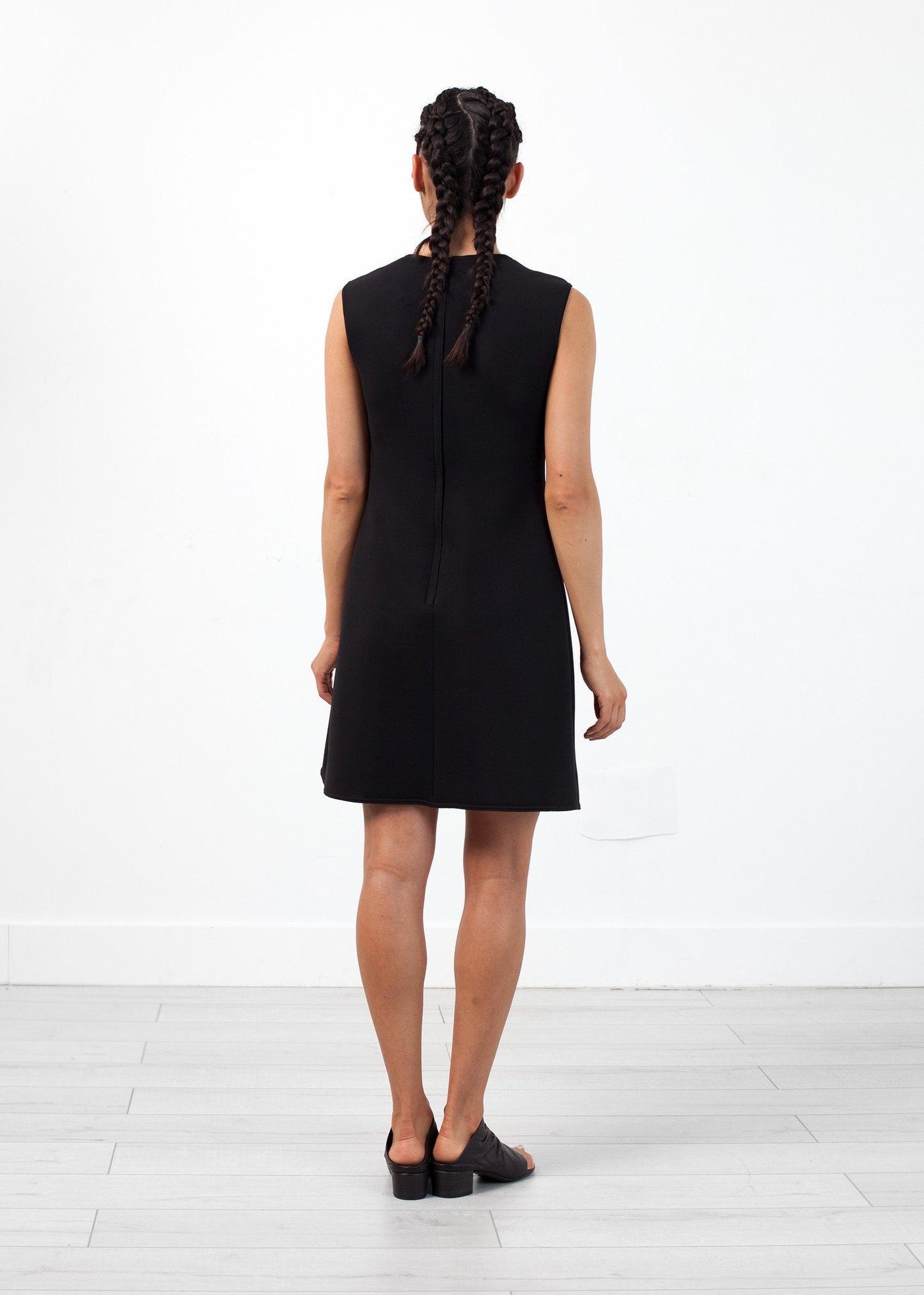 Neopren-Blumenkleid in Schwarz