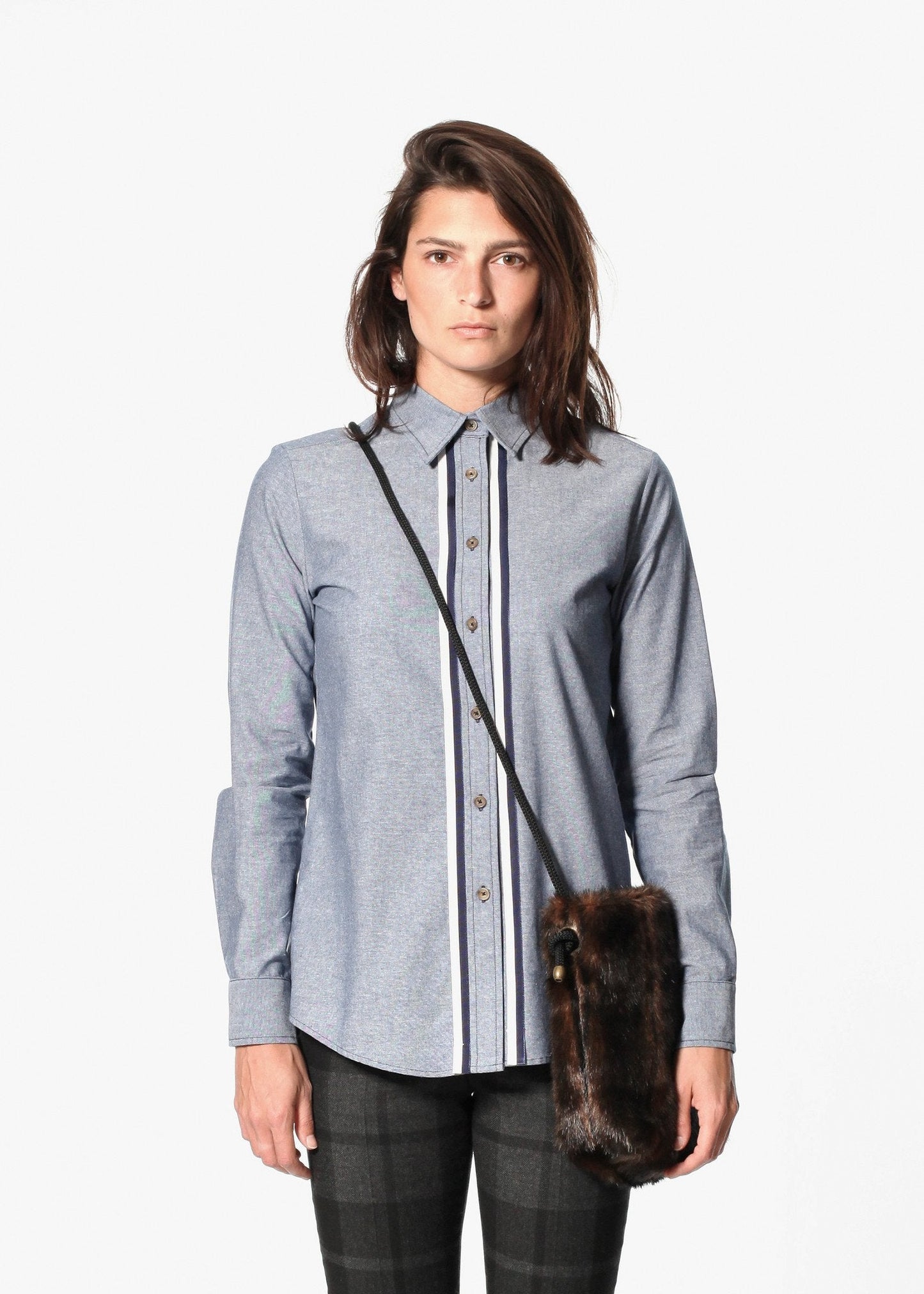 Chemise Boyfriend Chambray en Bleu