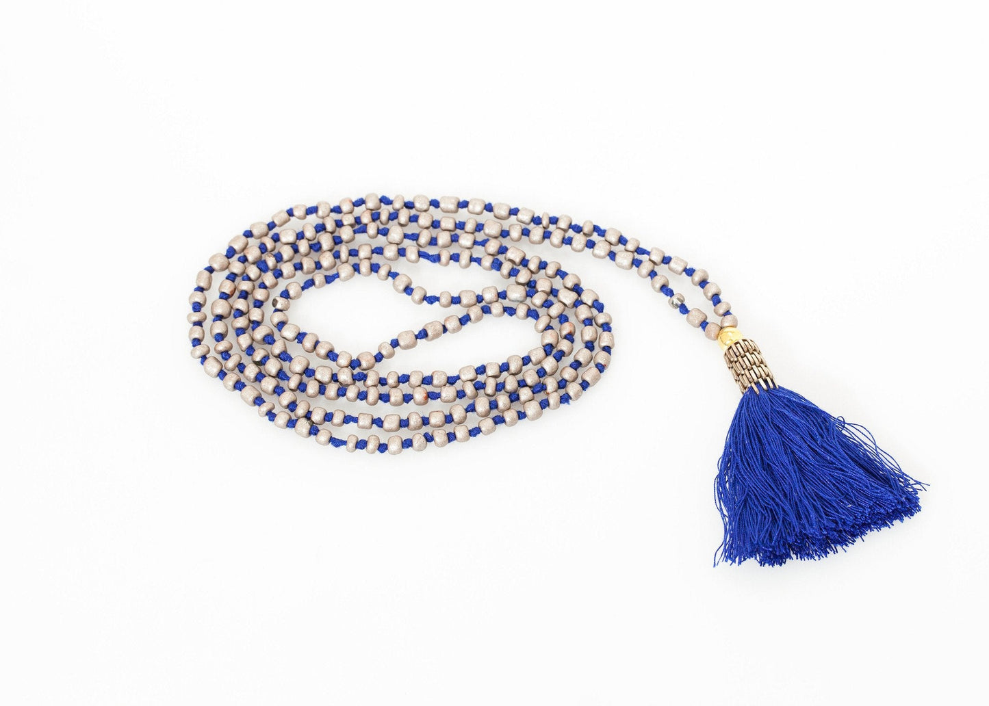 Collana con perline di preghiera in grigio/blu