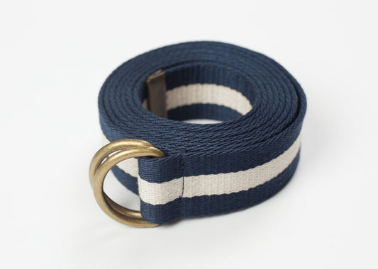 Ceinture Web rayée en bleu marine/blanc